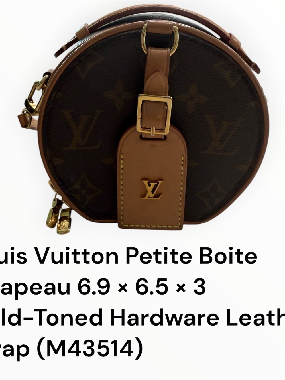 CERTIFIED AUTHENTIC Louis Vuitton Brown Monogram Round Mini Crossbody w/Tan Trim
